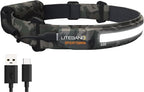 LED Headlamp Liteband Lightweight ACTIV 520 Lumen Bright Head Lamp, Powerful High Rechargeable Battery Powered Headlamps, Camping, Running, Hard Hat Light, Best Rated For Forehead Flashlight, Camo