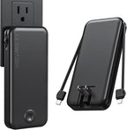 Portable Charger with Built in Cable and AC Wall Plug, USB C Power Bank 12000mAh 22.5W Super Fast Charging, Lightweight Portable Phone Charger Travel Battery Pack for iPhone, ect