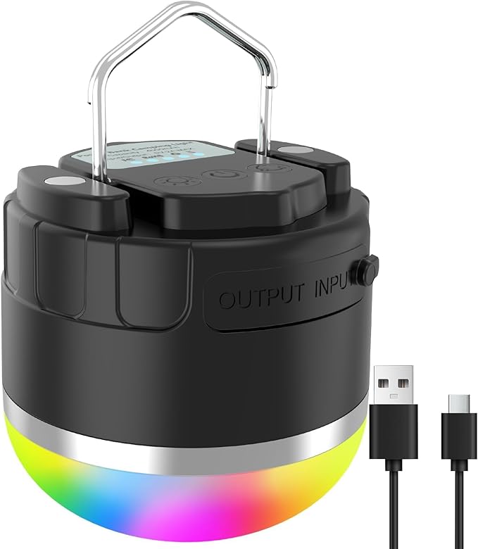 LED Camping Lantern Rechargeable 1000LM, 12 Lighting Modes Hanging Light with Magnetic Base, Portable 4000mAh RGB Tent Lights for Camping, Emergency, Hurricane, Power Outages, Home, Hiking