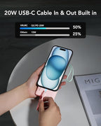 VRURC Portable Charger, 22.5W Power Bank 10000mAh, USB-C Cable in & Out Fast Charging Battery Pack, Compact Travel Essential 4 Outputs 3 Inputs for iPhone 16 15 14 13,Samsung, Android etc-Pink