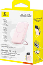 Baseus PicoGo Magnetic Power Bank, Qi2 Certified 15W Ultra-Fast Wireless Portable Charger with Stand, Ultra-Slim 5000mAh Battery Pack for iPhone 17 Pro Max 16/15/14/13/12
