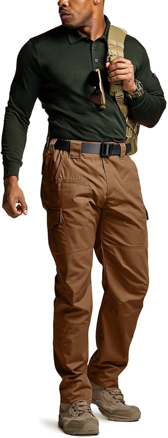CQR Men's Tactical Pants, Water Resistant Ripstop Cargo Pants, Lightweight EDC Work Hiking Pants, Outdoor Apparel
