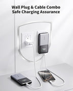 Portable Charger with Built in Cables, 10000mAh Power Bank with Wall Plug, Travel Essential Fast Charging Battery Pack for iPhone 17 16 15 14 etc (Blue)