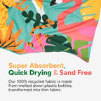 Dock & Bay Beach Towel - Quick Dry, Sand Free - Compact, Lightweight - 100% Recycled - Includes Bag - Wild Things - Extra Large (200x90cm, 78x35)