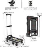 Push Cart Folding Platform Truck Plastic Push Cart Heavy Duty Portable Trolley with Retractable Assis for Luggage Travel Moving Office Platform Hand Truck (Large Black)
