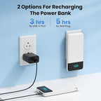 Portable Charger for iPhone,13800mAh Slim Power Bank with Built-in Cables & AC Wall Plug,All in One 4 Outputs USB C Fast Charging Battery Pack Travel Essential for iPhone 17/16/15/14,Android (White)