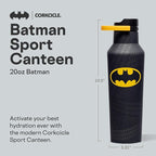 Corkcicle Sport Canteen - Keeps Beverages Cold 25 Hours - Triple Insulated Stainless Steel - Screw-On Lid - Reusable Bottle - Summer Drinkware Gift - Keeps Drinks Ice Cold - 20 oz - Batman