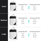 9 Set Compression Packing Cubes for Travel - Compressible, Lightweight, and Space-Saving Packing Cubes, Travel Essentials for Women, Black