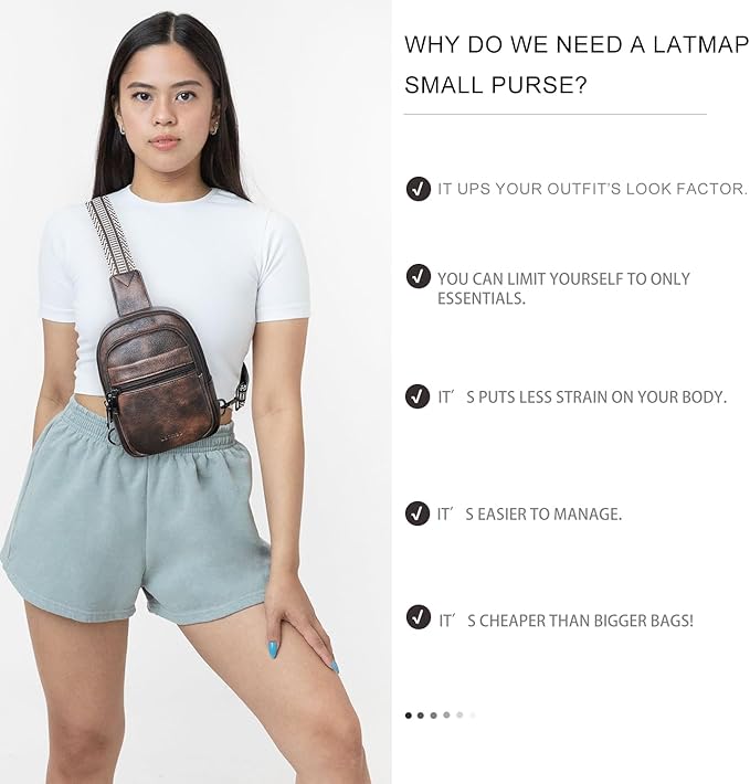 3L SMALL Sling Bag Fanny Packs For Women Men Mini Crossbody Chest Belt Travel Bag Purse Handbag Faux Leather Fashion Cute Coffee Color