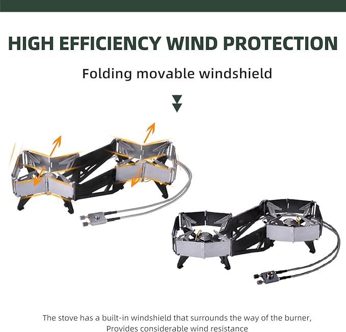 BRS-32 Portable Foldable Camping Stove Expandable Double Cooktop - Easy to Operate, Camping Kitchenware with BRS-191 Electronic Igniter