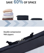 ECOHUB 5 Set Compression Packing Cubes for Suitcases Organiser Bags Set Travel Essentials with Shoe Bags for Travel Tear-resistant Travel Accessories with ID Tag Expandable Packing Bags(Navy Blue)