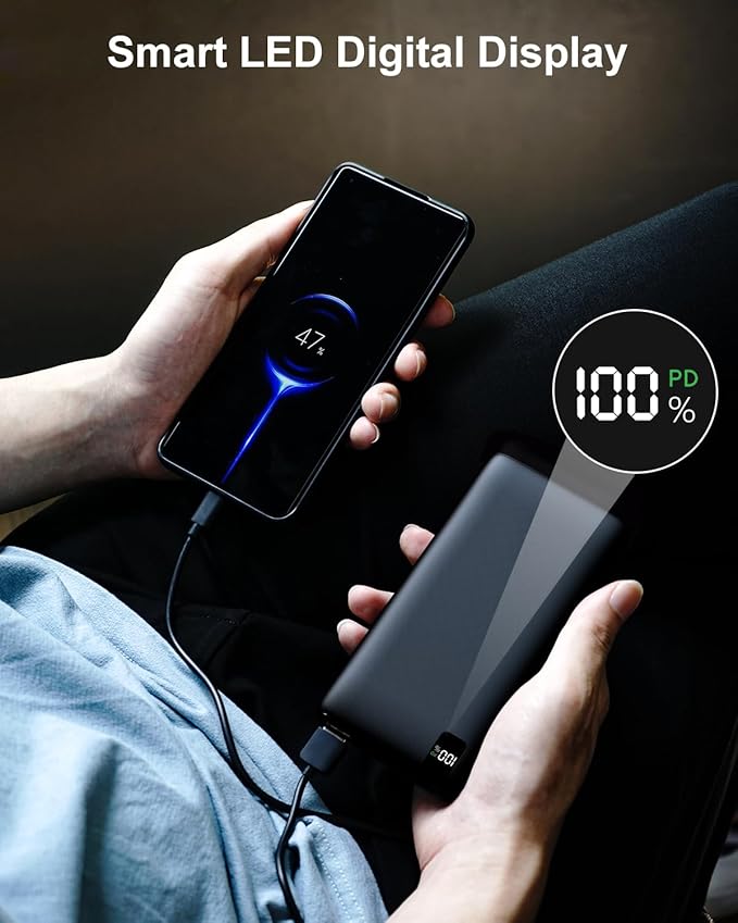 IXNINE Power Bank 26800mAh Portable Charger, 22.5W Fast Charging PD QC 3.0 Compact External Battery Pack with LED Display and 4 USB Outputs for Cellphone Tablet