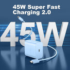 Super Fast Charger USB C, 45W Type C Charger Fast Charging Cable Block for Samsung Galaxy S26 S25 S24 S23 Ultra/S26 S25 S24 S23 S22 S21 S20/Note 10/20, PPS Wall Charger with 6.6FT Cord-Blue