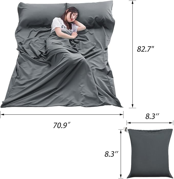 Sleeping Bag Liner Lightweight Compact Sleeping Bag Sack Portable Clean Travel Sheet Camping Sleep Sheet for Backpacking Hotel Hiking