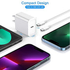 iPhone 16 15 Fast Charger,Type C Charging USB C Charger 20w Power Adapter Fast Charging Block Charge with 2Pack 3FT C Cable for iPhone 16/16 Plus/16e/15/15 Plus/15 Pro/15 Pro Max/iPad Pro 12.9/iPad 11