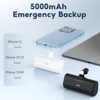 UPEB Small Portable Charger for iPhone 5000mAh 2 Packs with Built in Cable, MFi Certified Compact Power Bank Cordless External Battery Pack for All iPhone Series 14/13/12/11/XR/X/SE/8/7/6 Pro Max