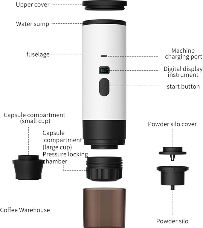 3-in-1 Portable Coffee Maker, 15 Bar Portable Espresso Machine with LED Display and 90ml Sink, Compatible with Ground Coffee & Capsules(Ns&DG) for RV, Hiking, Office, Auto-Heating, USB-C (Orange)