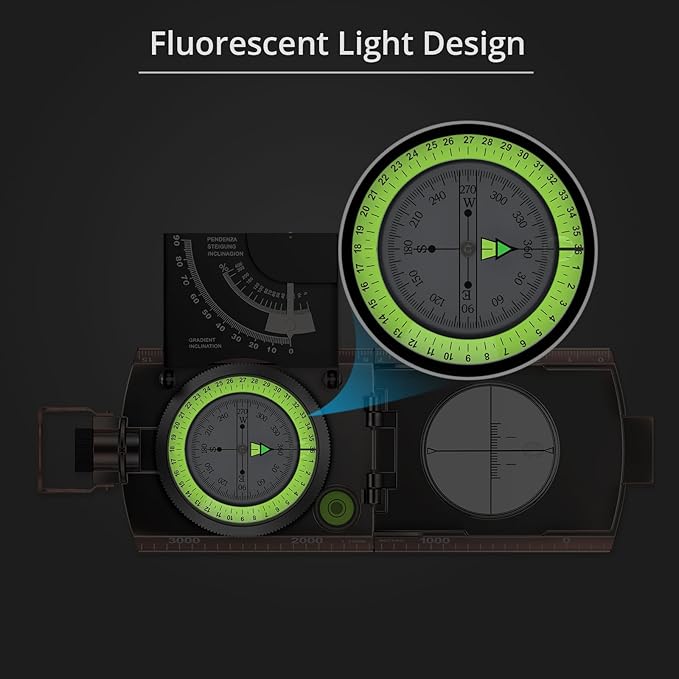 Proster IP65 Compass Hiking Survival - Lensatic Sighting Compass for Camping Navigation, Compass with Clinometer & Carry Bag for Camping Hunting Hiking Geology Activities