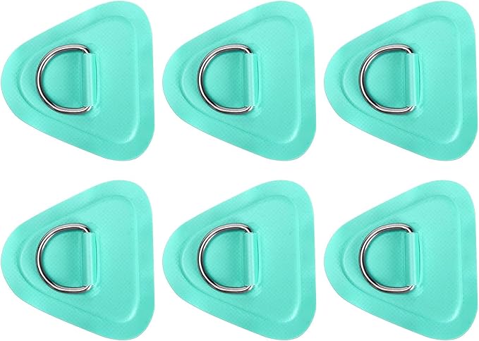 TOBWOLF 6 Pack 3.54" / 9cm Stainless Steel D-Ring Patch for Inflatable Boat Kayak Dinghy SUP, Triangular D-Ring PVC Patch Stand-Up Paddleboard Canoe Rafting Accessories, NO Glue Included