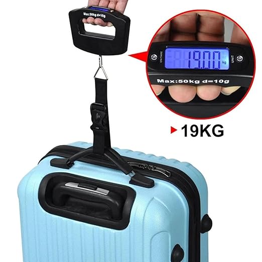3 Pack Luggage Scale, 50 Kg/110 Lbs Suitcase Weight Scale with LCD Display Backlight, Portable Buckle Baggage Weight Scale for Travelers and Fish Weighing, (Battery not Included)