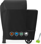 Heavy-Duty 600D BBQ Grill Cover Compatible with Weber Searwood 600 Pellet Grill, 3400145 Weber Searwood 600 Cover, Black