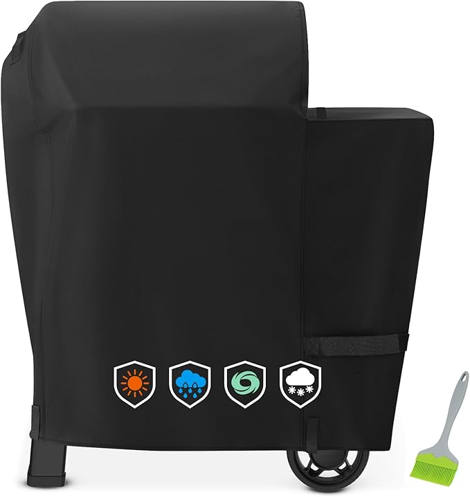 Heavy-Duty 600D BBQ Grill Cover Compatible with Weber Searwood 600 Pellet Grill, 3400145 Weber Searwood 600 Cover, Black