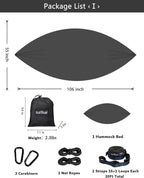 Sunyear Hammock Camping with Rain Fly Tarp and Net, Portable Camping Hammock Double Tree Hammock Outdoor Indoor Backpacking Travel & Survival, 2 Tree Straps,100% Waterproof