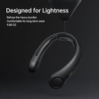 JISULIFE Portable Neck Fan Upgraded, Neckbrace Personal Hands Free, 5 Speed Gears Adjustment, 5000 mAh Wearable Bladeless Quiet Rechargeable for Outdoor Indoor, Gifts for Women Men- Black