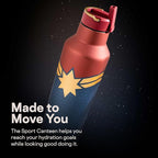 Corkcicle Marvel Sport Canteen - Triple-Insulated Stainless Steel Water Bottle - Straw Cap & Folding Metal Handle - Summer Drinkware Gift - Keeps Drinks Ice Cold - Captain Marvel - 20 oz