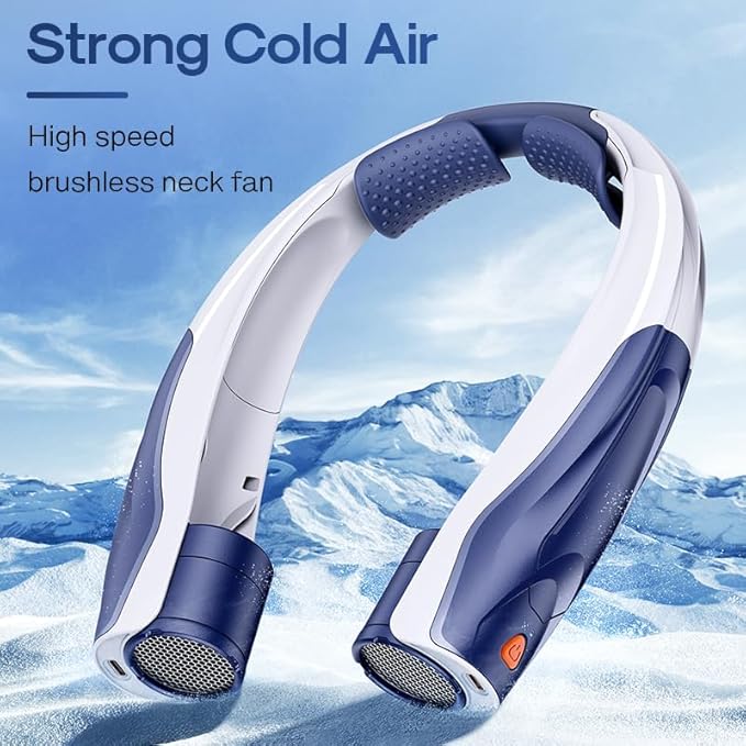 Neck Fan for Men Portable: 5S Fast Cooling, 6000mAh Battery Air Volume, 6 Speeds, Personal Fan for Fathers, Dad - Ultra-Quiet, USB Quick Rechargeable Wearable Cooling Fan (Dark Blue)