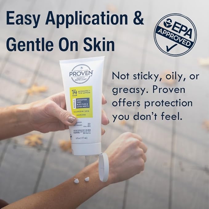 Proven Insect Repellent Lotion, Keep Mosquitoes, Ticks and Flies Off, DEET Alternative Repellent, Up to 14-Hour Protection, Great for Outdoor Camping and Hiking- 2 Ounce, Odorless Lotion, 2 Pack