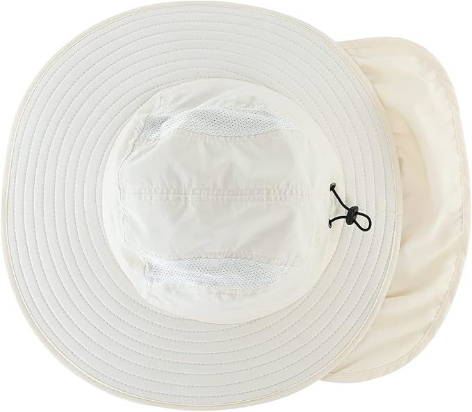 Home Prefer UPF 50+ Mens Wide Brim Fishing Hat with Neck Flap Sun Hat for Men Women Sun Protection Cap