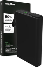 mophie powerstation pro AC (2023)-27,000 mAh External Battery compatbile With MacBook&iPad Portable PD battery with 100W of AC&60W USB-C Fast Charge integrated carry strap-USB-C cable included, Black