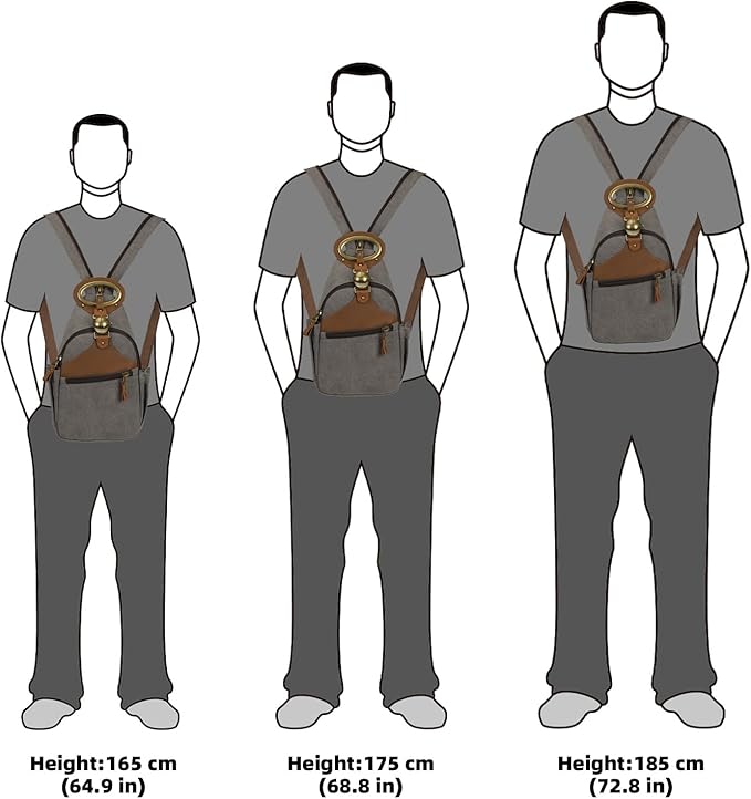 KouLi Buir Canvas Sling bag,Small Crossbody Backpack,Convertible Chest Bag Casual Daypack For Outdoor Cycling Hiking Travel (B3611-D.Grey-N)