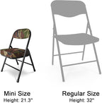 Mini Padded Folding Chairs, Garage Stool, Portable Camping Chair with Cushion, Lightweight Lawn Chair, for Outdoor Sports Events, Patio, Fishing, Hiking, Hunting, Picnic, Beach (Camo Green)