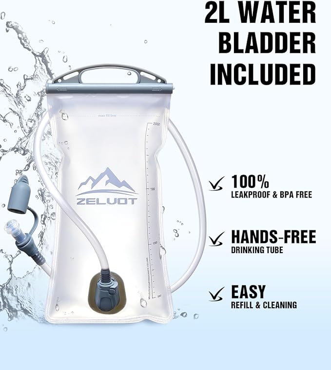 Running Vest with 2L Water Bladder, USA Original Patent, Lightweight Adjustable Chest Pack with Gear Holder, Reflective Running Hydration Vest for Women Men for Marathon