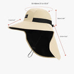 Rosoz Outdoor Sun Hat for Men Women, UPF50+ Protection Safari Cap Wide Brim Mesh Fishing Hat with Neck Flap Beach Garden