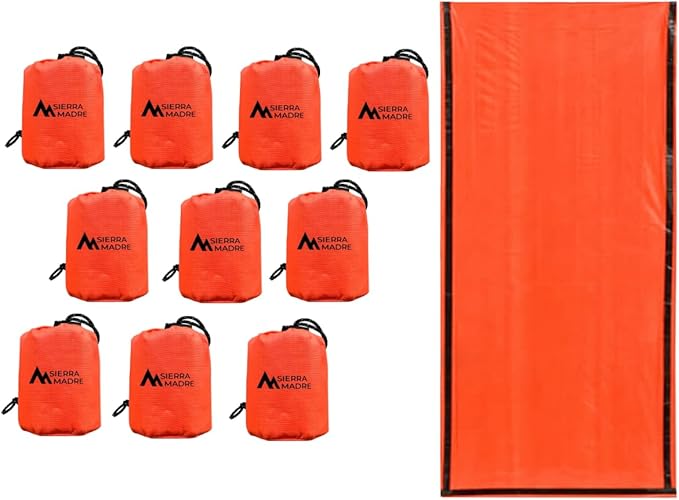 Sierra Madre Emergency Sleeping Bag – Ultralight, Waterproof Mylar Thermal Bivy Sack Tent for Hiking, Bug-Out Bags, Survival Kits