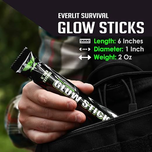 EVERLIT 24 Glow Sticks - 6 Inches Light Sticks for First Aid Kit, Parties, Camping, Hiking, Outdoor, Disasters, Emergencies Up to 12 Hours Duration…Bulk (24 Pack, Green)
