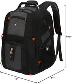 SHRRADOO Extra Large 50L Travel Laptop Backpack with USB Charging Port, College High School Backpack Airline Approved Business Work Bag Fits 17 Inch Computer for Men Women