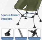 MOON LENCE Camping Chair Plus, Upgraded Comfort & Size, Still Compact and Lightweight, Folding Portable Chair for Backpacking & Hiking, 400Lbs Capacity, Gen 3 Plus (Green with Groundgrip Feet (Plus))