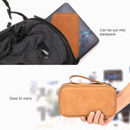 CAAORDKSO Travel Cable Organizer Pouch Electronic Accessories Carry Case Water Resistant Accessories Organizer Pouch Bag for Cable, Cord, Charger, USB, Phone, Power Bank, Earphone (Brown, Medium)