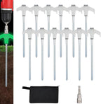 12 Pack Screw in Tent Stakes Heavy Duty,8 Inch Ground Anchors Screw in,Metal Stakes with Hex Head Driver,Camping Tent Accessories.(Luminous White)