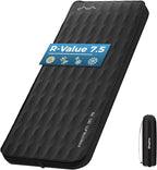 KingCamp Self Inflating Sleeping Pad, R 7.9 Air & Foam Sleeping Pad for Camping, 3" Thick Single Camping Mattress with 3D Sidewalls & Wave Surface Cut for Outdoor Tent Cot Car, PVC Free (Black)