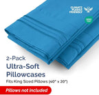 King Pillow Cases Set of 2 - Ultra Soft Hotel Quality Pillowcase Covers - Comfy Cozy Bedding for Women, Men, Kids and Teens - Machine Washable Pillow Protectors - 2 Pieces Set - King Size Denim Blue