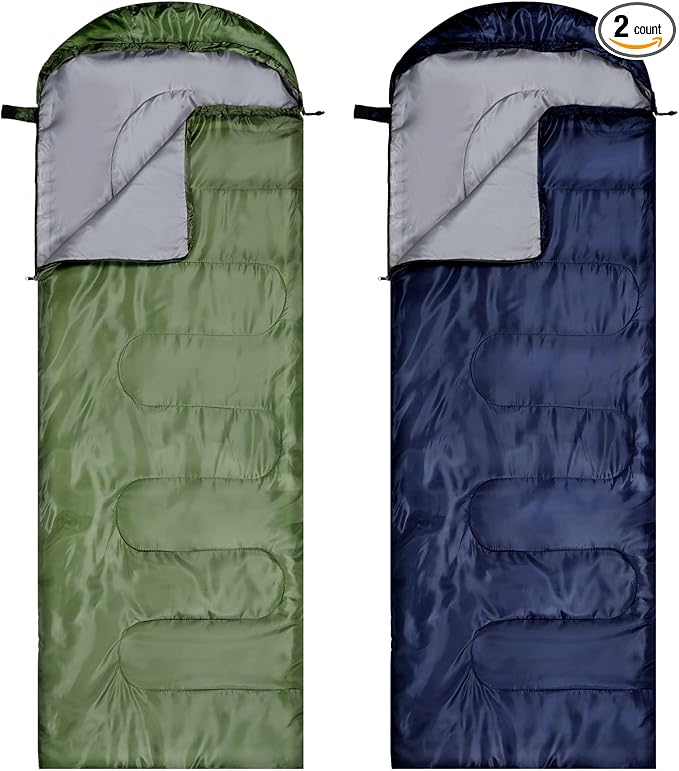 Tudomro 2 Pcs Camping Sleeping Bag for Adults, Lightweight Packable Waterproof Camping Gear Equipment to Keep Warm for Spring Summer Fall Indoor Outdoor Backpacking Hiking Travel