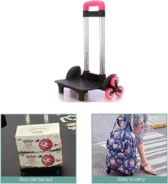 Backpack Trolley with Wheels, Foldable Luggage Trolley,6 Wheels Rolling-Luggage Carts, Aluminium Alloy Travel Hand Trolley for Bags Lunch Backpack