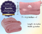 BlueHills Soft Travel Blankets Mini Value Pack Set of 2 - Premium Airplane Travel Essential Flight Blanket Throw in a case with Strap Compact for Car Plane Travel Gift – Pink and Royal Blue.