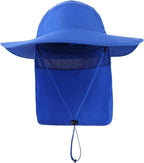 Home Prefer UPF 50+ Mens Wide Brim Fishing Hat with Neck Flap Sun Hat for Men Women Sun Protection Cap