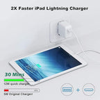 iPad Charger, 2Pack [Apple MFi Certified] 10FT Long USB A to Lightning Cord Cable with USB Wall Charger Travel Plug Foldable Portable Adapter Compatible with iPad, iPadAir, iPadMini, iPadPro, iPhone